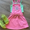 - Conjunto Infantil Feminino Blusa Cropped Verde Lima e Salopete Rosa Flúor Fernanda Ramos Kids