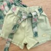 fernandaramoskids com br Conjunto Infantil Feminino Blusa Manga Curta Estampada e Short Verde com Amarração1