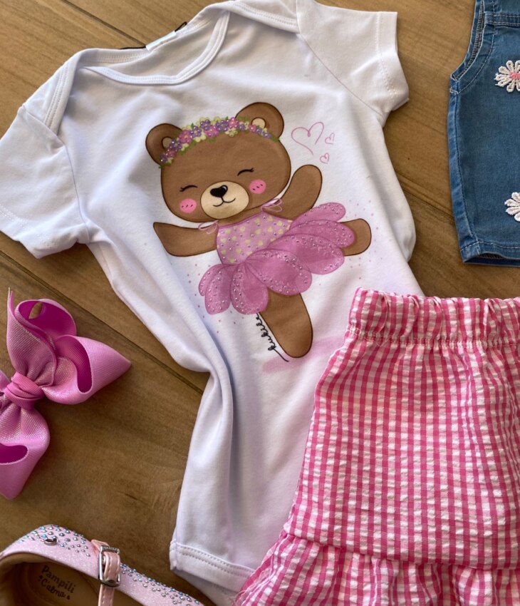 fernandaramoskids com br Conjunto Infantil Feminino Body, Colete e Saia Xadrez Rosa1