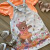 fernandaramoskids com br Conjunto Infantil Feminino Body Laranja Flúor e Salopete Estampada1