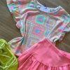 fernandaramoskids com br Conjunto Infantil Feminino Estampado e Pink Flúor Cropped e Short1