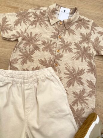 fernandaramoskids com br Conjunto Infantil Masculino Camisa Estampada e Bermuda Cru com Bolsos1