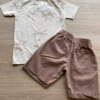 fernandaramoskids com br Conjunto Infantil Masculino Camiseta Bege Mesclada e Bermuda Marrom3