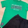 fernandaramosstore com br Conjunto Infantil Masculino Camiseta Verde e Bermuda Preta2