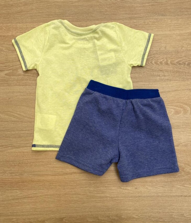 fernandaramoskids com br Conjunto Infantil Masculino Camiseta Verde Lima e Bermuda Listrada Azul3