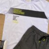 fernandaramoskids com br Conjunto Masculino Infantil Camiseta Branca World e Bermuda Cinza Listrada1