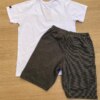 fernandaramoskids com br Conjunto Masculino Infantil Camiseta Branca World e Bermuda Cinza Listrada3