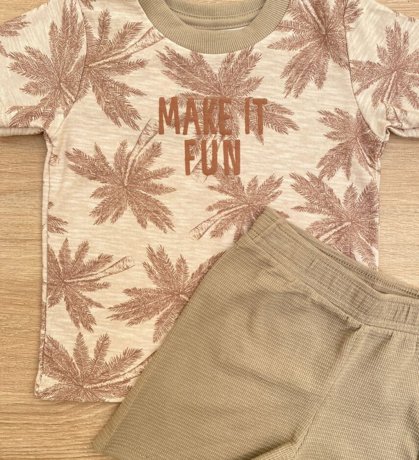 Conjunto Masculino Infantil Camiseta Estampada e Short com Bolso Fernanda Ramos Kids