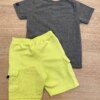 fernandaramoskids com br Conjunto Masculino Infantil Camiseta Future Cinza e Bermuda Verde3