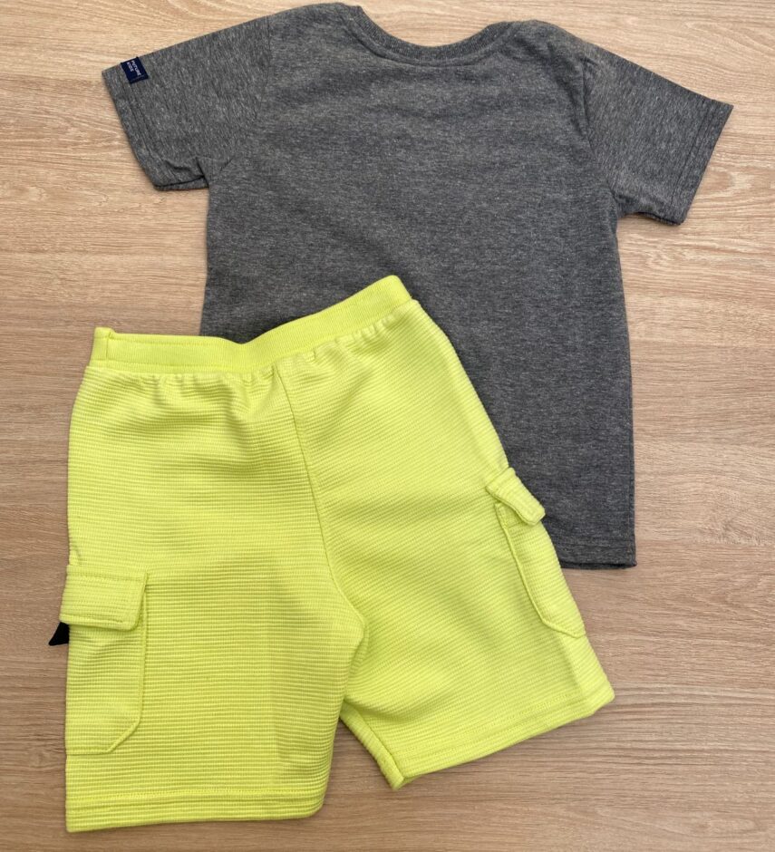 fernandaramoskids com br Conjunto Masculino Infantil Camiseta Future Cinza e Bermuda Verde3