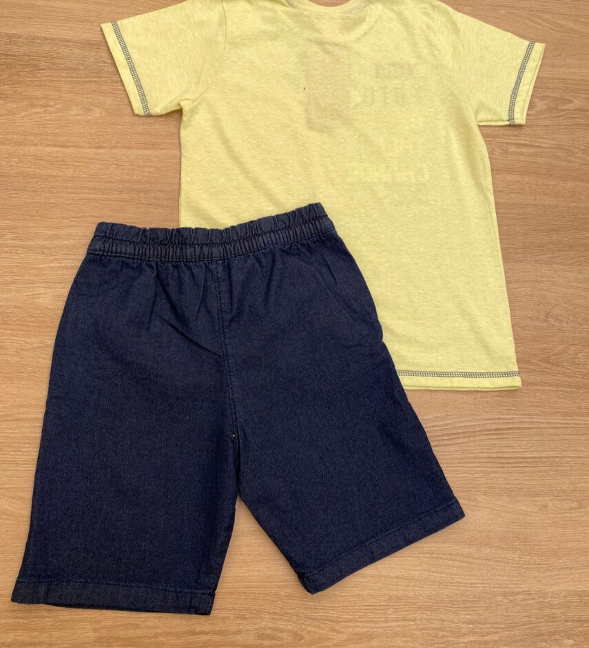 fernandaramoskids com br Conjunto Masculino Infantil Camiseta Future Verde e Bermuda Jeans4