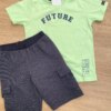 fernandaramoskids com br Conjunto Masculino Infantil Camiseta Verde Future e Bermuda Azul Marinho1