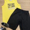 fernandaramoskids com br Conjunto Masculino Infantil Regata Amarela Start e Bermuda Preta2