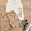 Conjunto Masculino Infantil Regata Off White e Bermuda Estampada Fernanda Ramos Kids