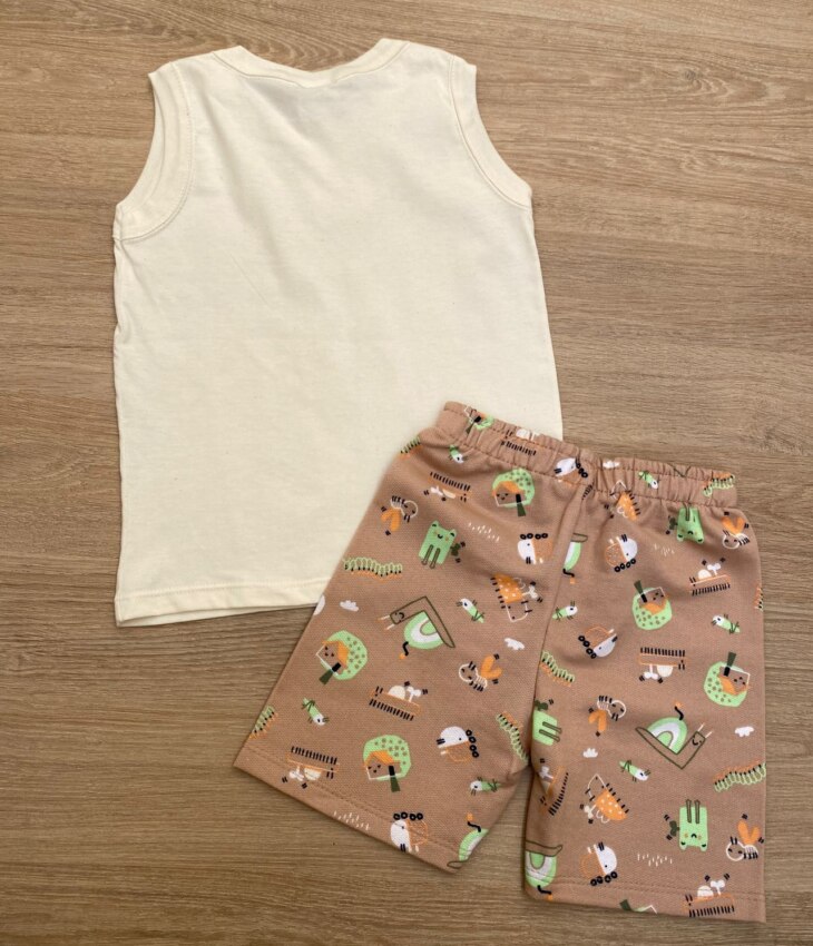 fernandaramoskids com br Conjunto Masculino Infantil Regata Off White e Bermuda Estampada3