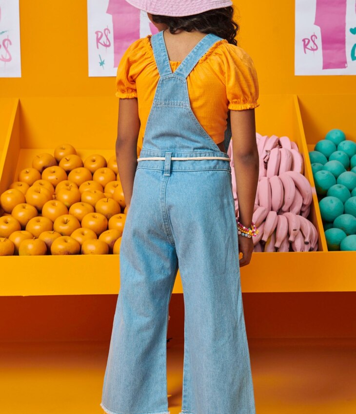 fernandaramoskids com br Macacão Infantil Feminino Jardineira Jeans com Amarração2