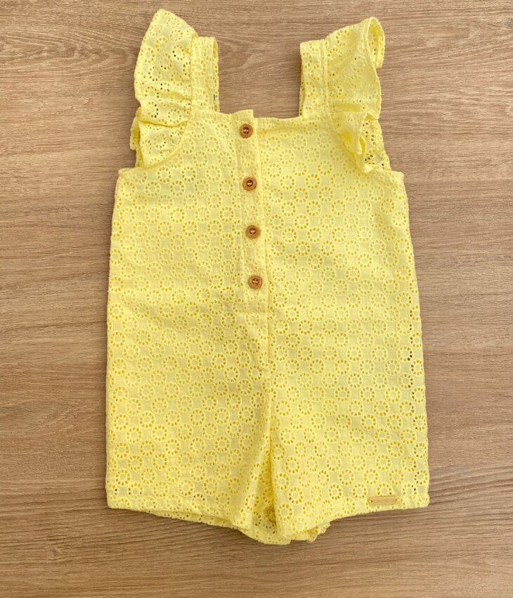 fernandaramoskids com br Macaquinho Feminino Infantil Babados nas Alças Laise Amarelo1