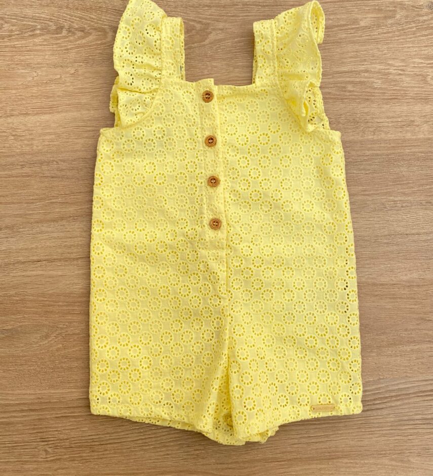 fernandaramoskids com br Macaquinho Feminino Infantil Babados nas Alças Laise Amarelo1