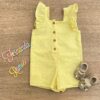 Macaquinho Feminino Infantil Babados nas Alças Laise Amarelo Fernanda Ramos Kids