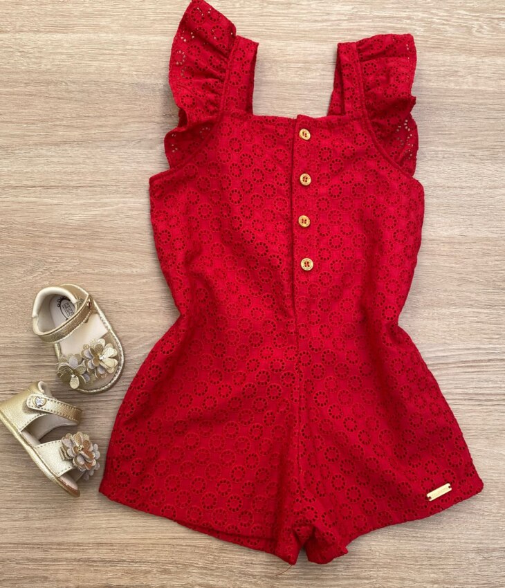 fernandaramoskids com br Macaquinho Feminino Infantil Babados nas Alças Laise Vermelho1