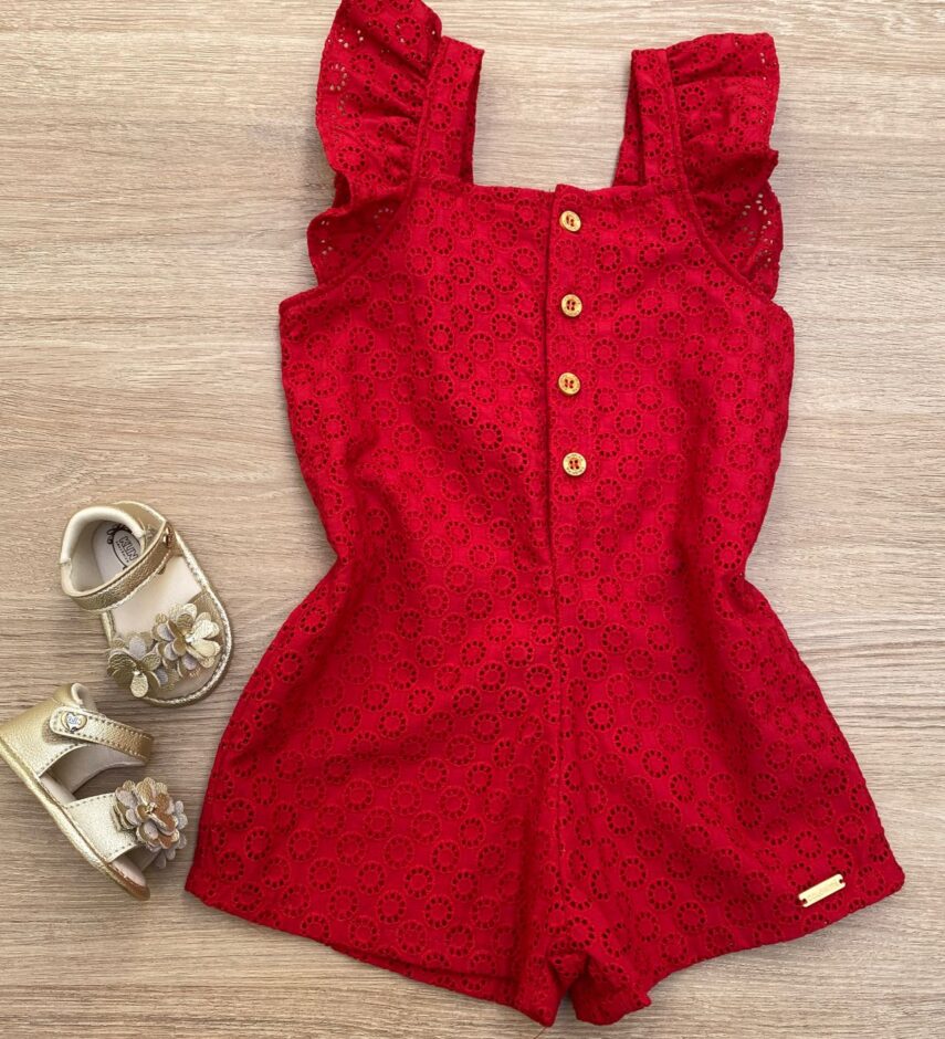 fernandaramoskids com br Macaquinho Feminino Infantil Babados nas Alças Laise Vermelho1