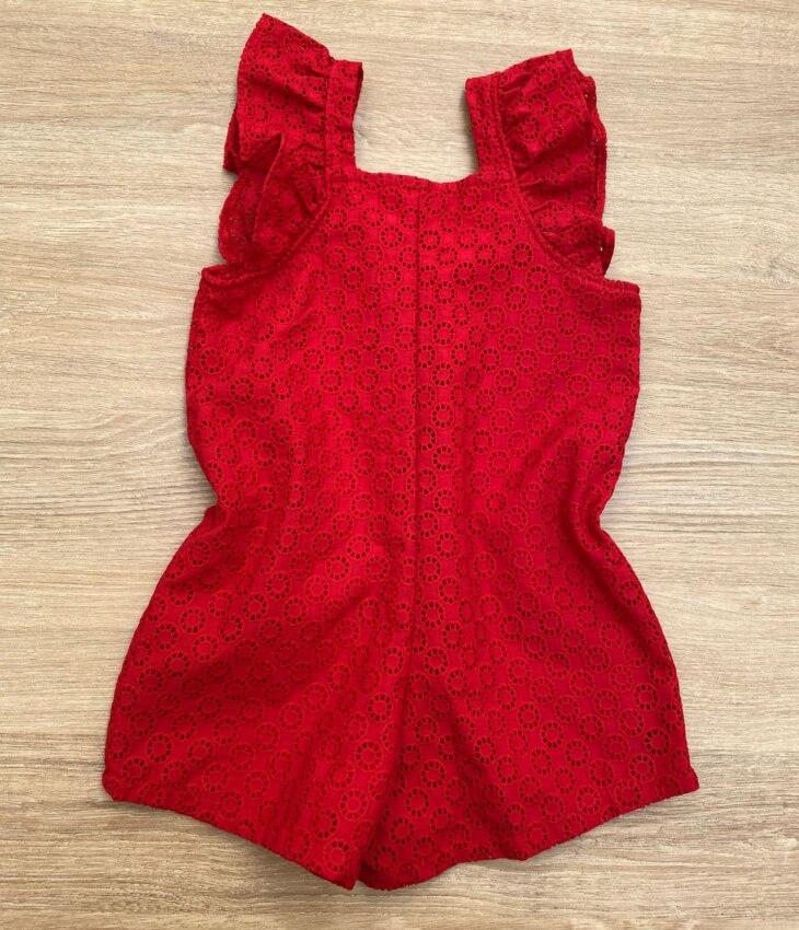 fernandaramoskids com br Macaquinho Feminino Infantil Babados nas Alças Laise Vermelho3