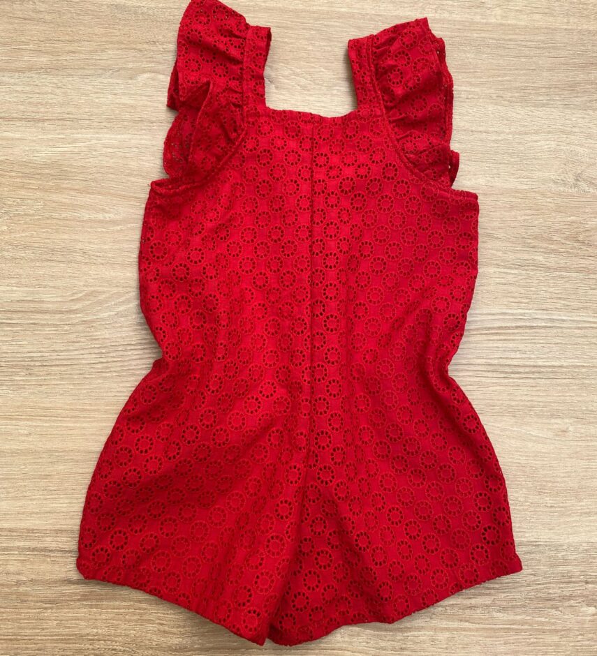 fernandaramoskids com br Macaquinho Feminino Infantil Babados nas Alças Laise Vermelho3