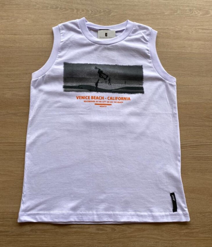 fernandaramoskids com br Regata Infantil Masculina Venice Beach Branca com Estampa1