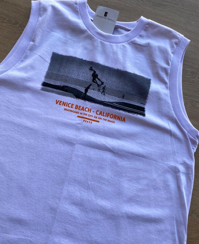 fernandaramoskids com br Regata Infantil Masculina Venice Beach Branca com Estampa2