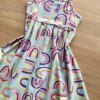 fernandaramoskids com br Vestido Feminino Infantil Alça Fina Estampado com o Fundo Verde Água1