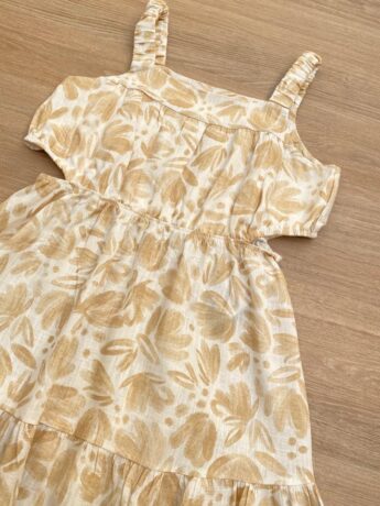 fernandaramoskids com br Vestido Infantil Feminino com Abertura Estampado Bege1