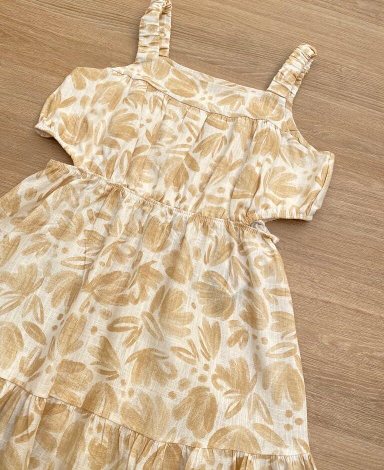 fernandaramoskids com br Vestido Infantil Feminino com Abertura Estampado Bege1