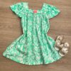 Vestido Infantil Feminino Manga Princesa Estampado de Borboletas Verde Fernanda Ramos Kids
