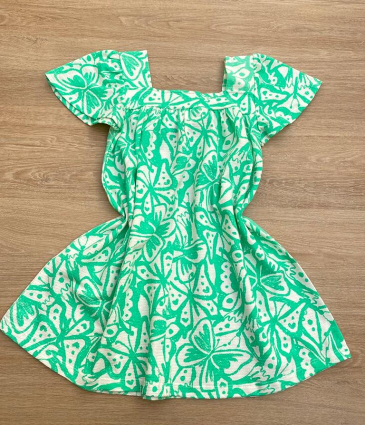 fernandaramoskids com br Vestido Infantil Feminino Manga Princesa Estampado de Borboletas Verde2