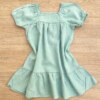 fernandaramoskids com br Vestido Infantil Feminino Verde Água com Manga Princesa e Detalhe de Flor2