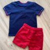 fernandaramoskids com br Conjunto Infantil Masculino Camiseta Azul Marinho e Bermuda Vermelha3