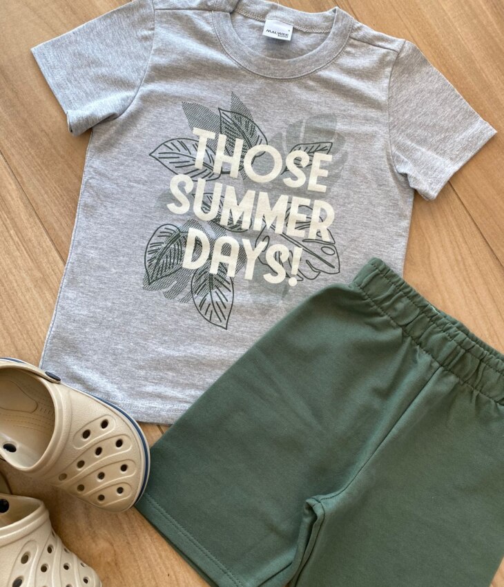 fernandaramoskids com br Conjunto Infantil Masculino Camiseta Summer e Bermuda Verde Militar1