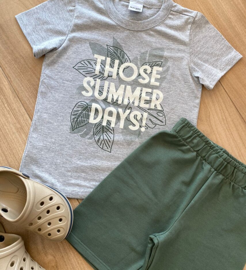 fernandaramoskids com br Conjunto Infantil Masculino Camiseta Summer e Bermuda Verde Militar1