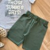fernandaramoskids com br Conjunto Infantil Masculino Camiseta Summer e Bermuda Verde Militar2