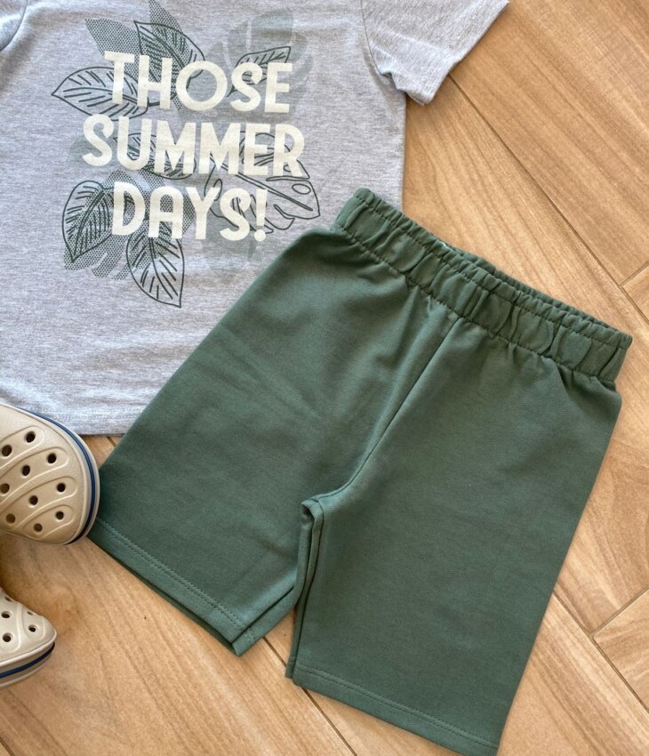 fernandaramoskids com br Conjunto Infantil Masculino Camiseta Summer e Bermuda Verde Militar2