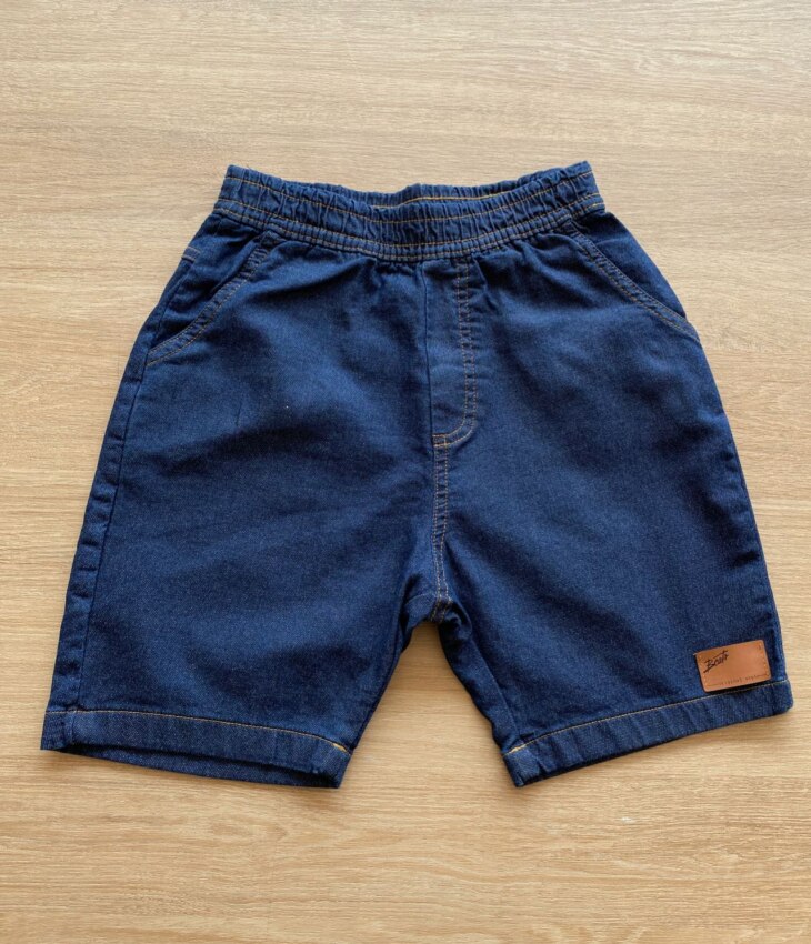 Bermuda Jeans Masculina Infantil Lavagem Escura Fernanda Ramos Kids