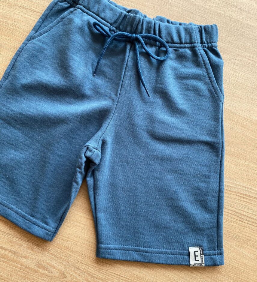 fernandaramoskids com br Bermuda Masculina Infantil Moletom Azul com Bolsos1