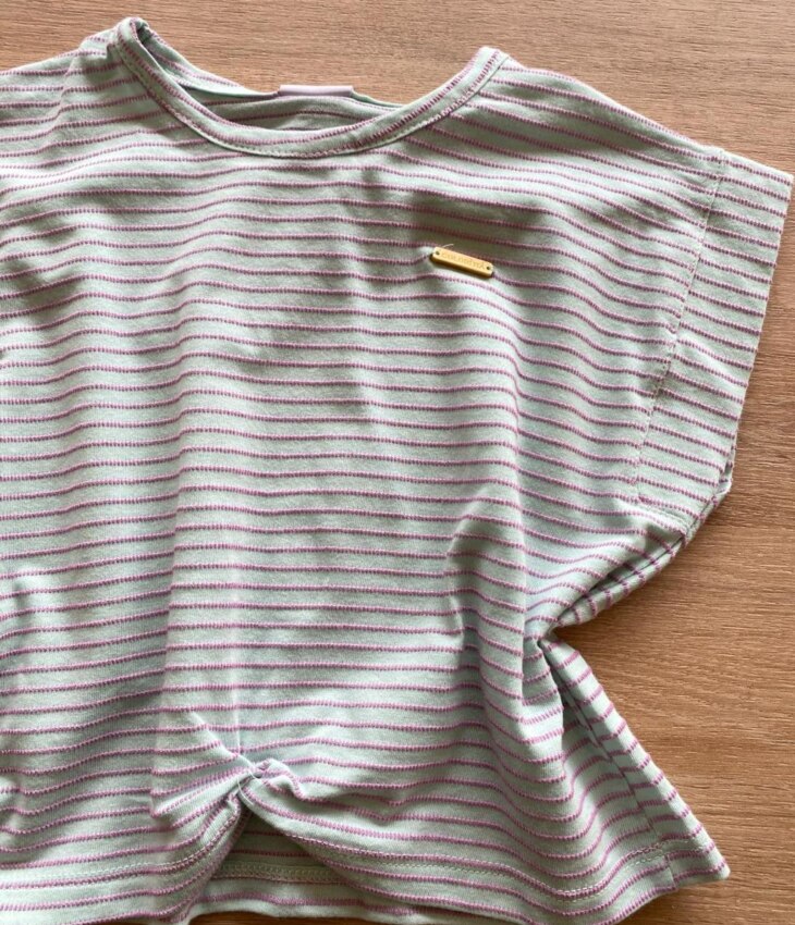 fernandaramoskids com br Blusa Feminina Infantil Verde Água Listrada de Lilás1