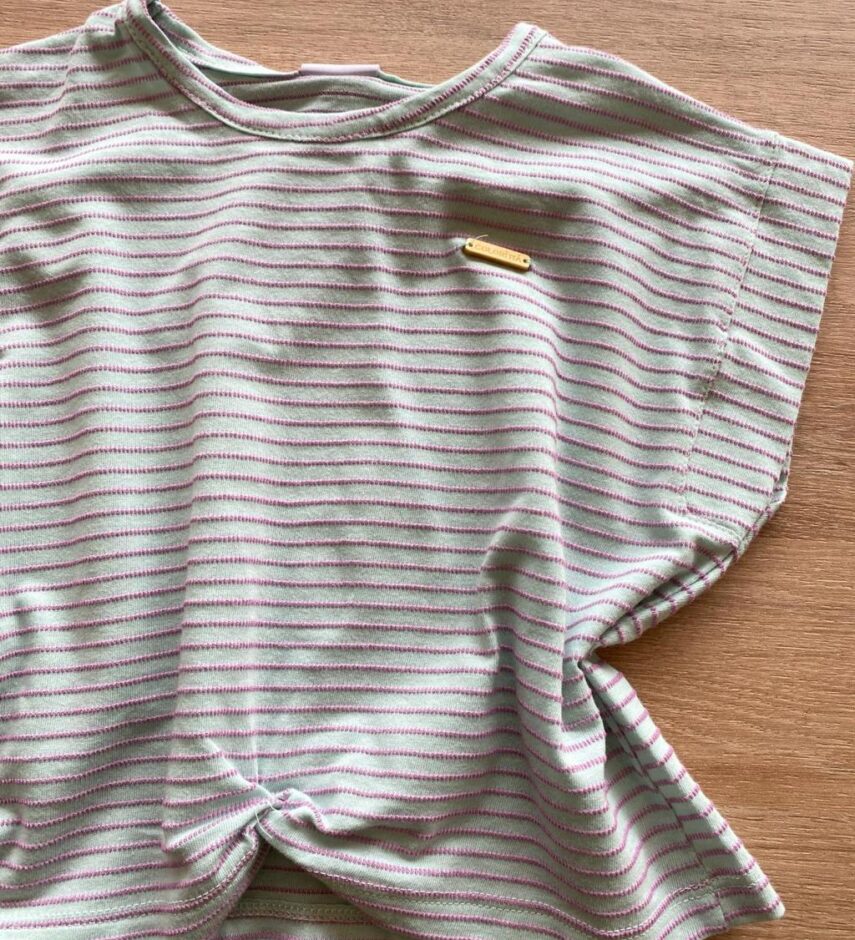 fernandaramoskids com br Blusa Feminina Infantil Verde Água Listrada de Lilás1