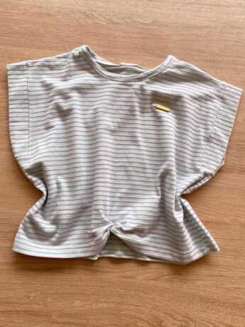 Blusa Feminina Infantil Verde Água Listrada de Lilás Fernanda Ramos Kids