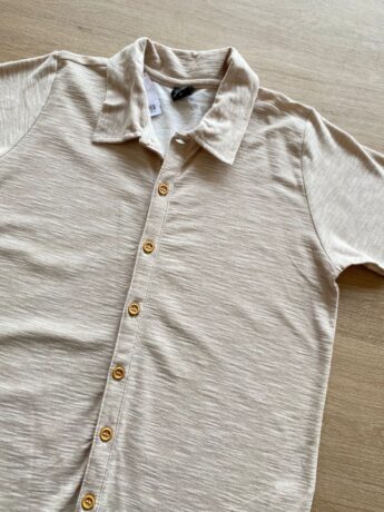 fernandaramosstore com br Camisa Masculina Juvenil Manga Curta Bege Mesclado1
