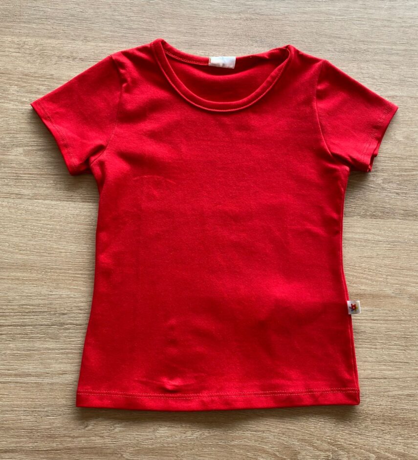 Camiseta Masculina Infantil Manga Curta Vermelha Básica Fernanda Ramos Kids