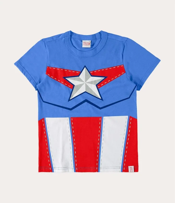 Camiseta Tradicional Infantil Masculina Azul Estampada Fernanda Ramos Kids