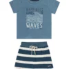Conjunto Infantil Masculino Camiseta Happiness e Bermuda Listrada Fernanda Ramos Kids
