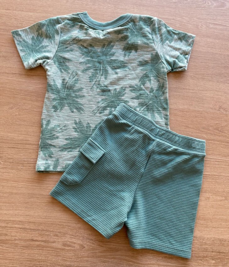 fernandaramoskids com br Conjunto Masculino Infantil Camiseta Estampada e Bermuda Verde2